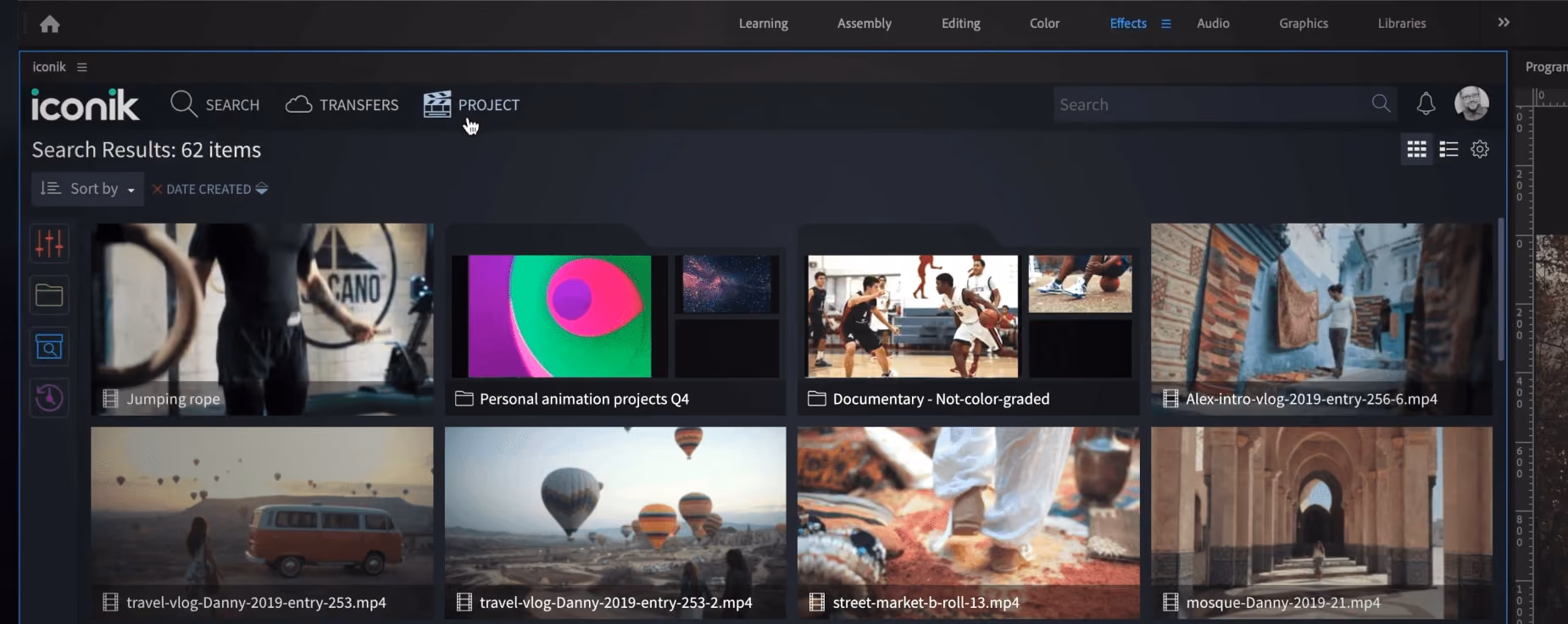 Premiere Pro Project Management Panel