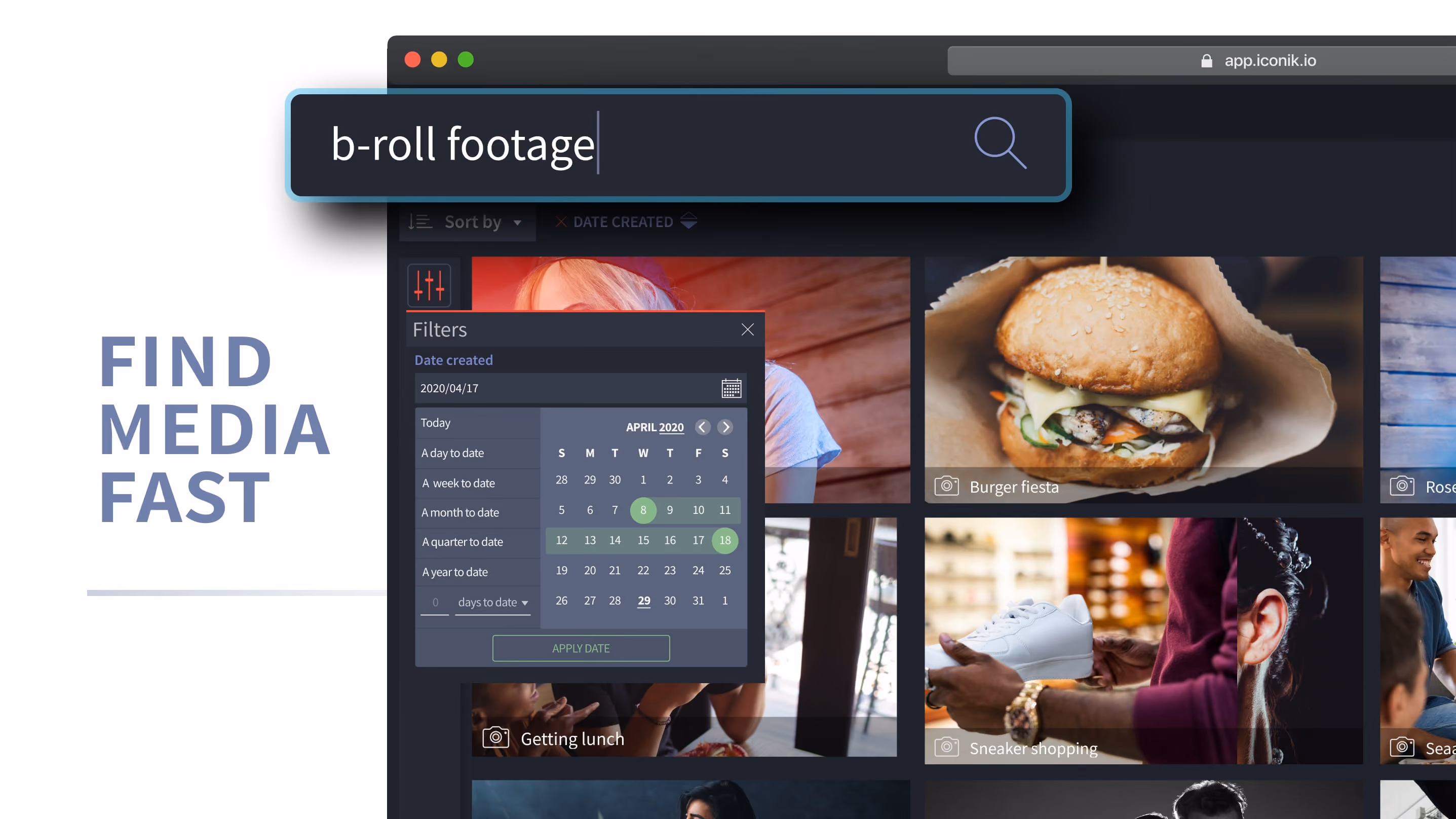Quickly finding footage with iconik