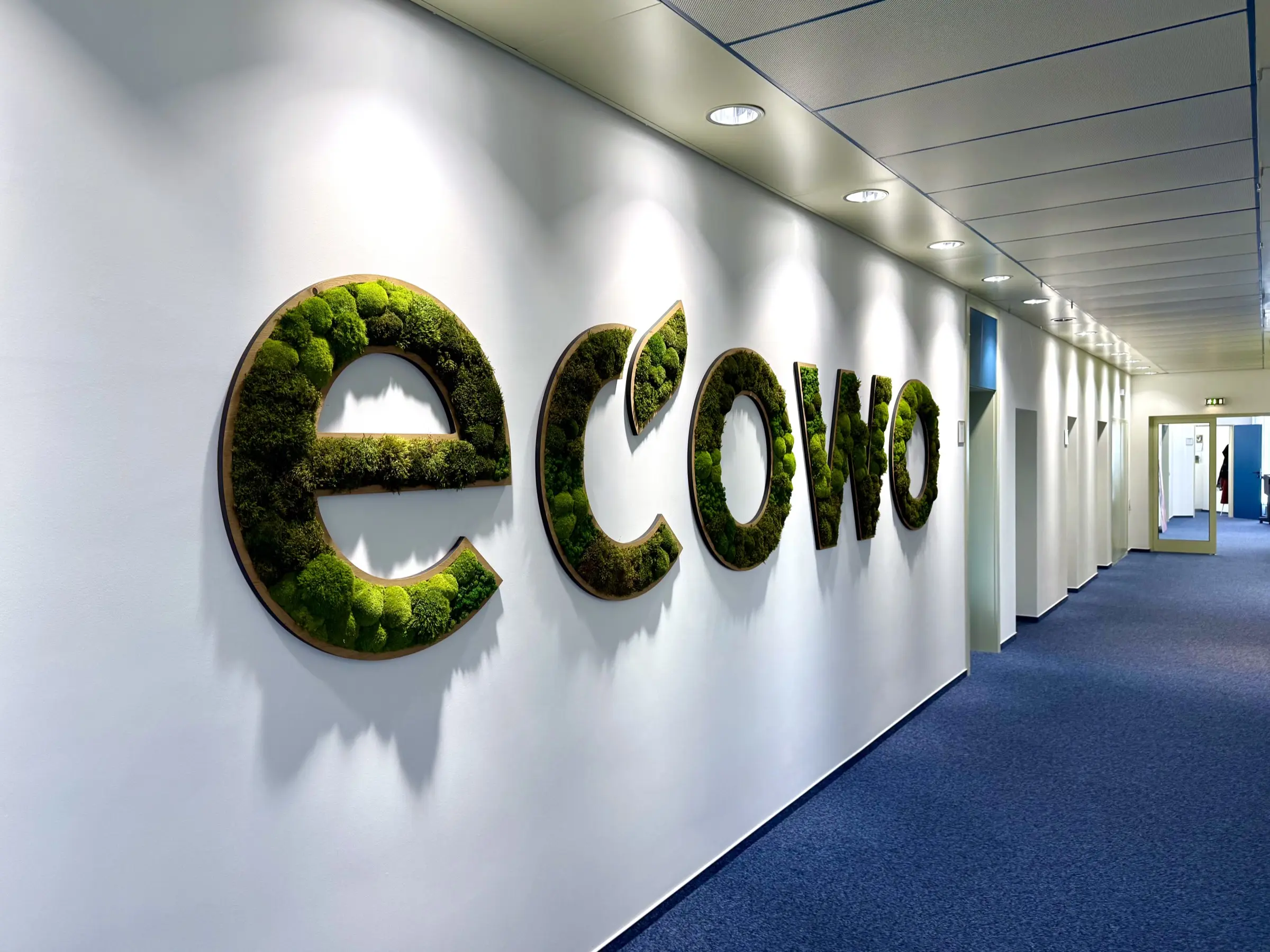 Großes Firmenlogo aus MDF mit echtem Eichenfurnier, gefüllt mit Moosmischung 