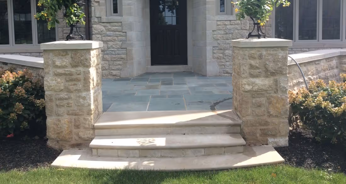 custom-designed limestone steps
