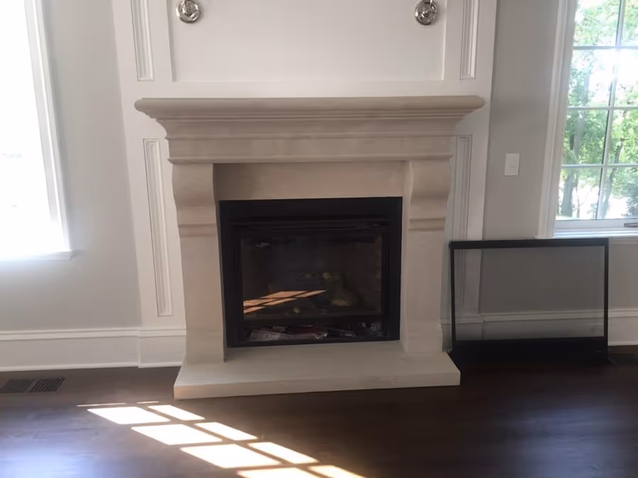 limestone fireplace