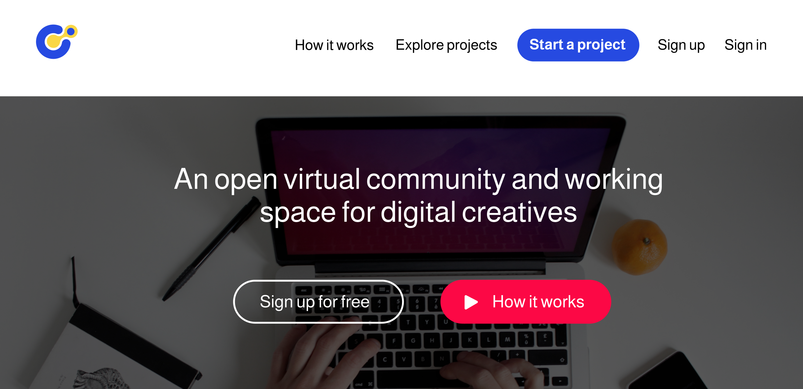Mockup of the hero part of the index page of the developed