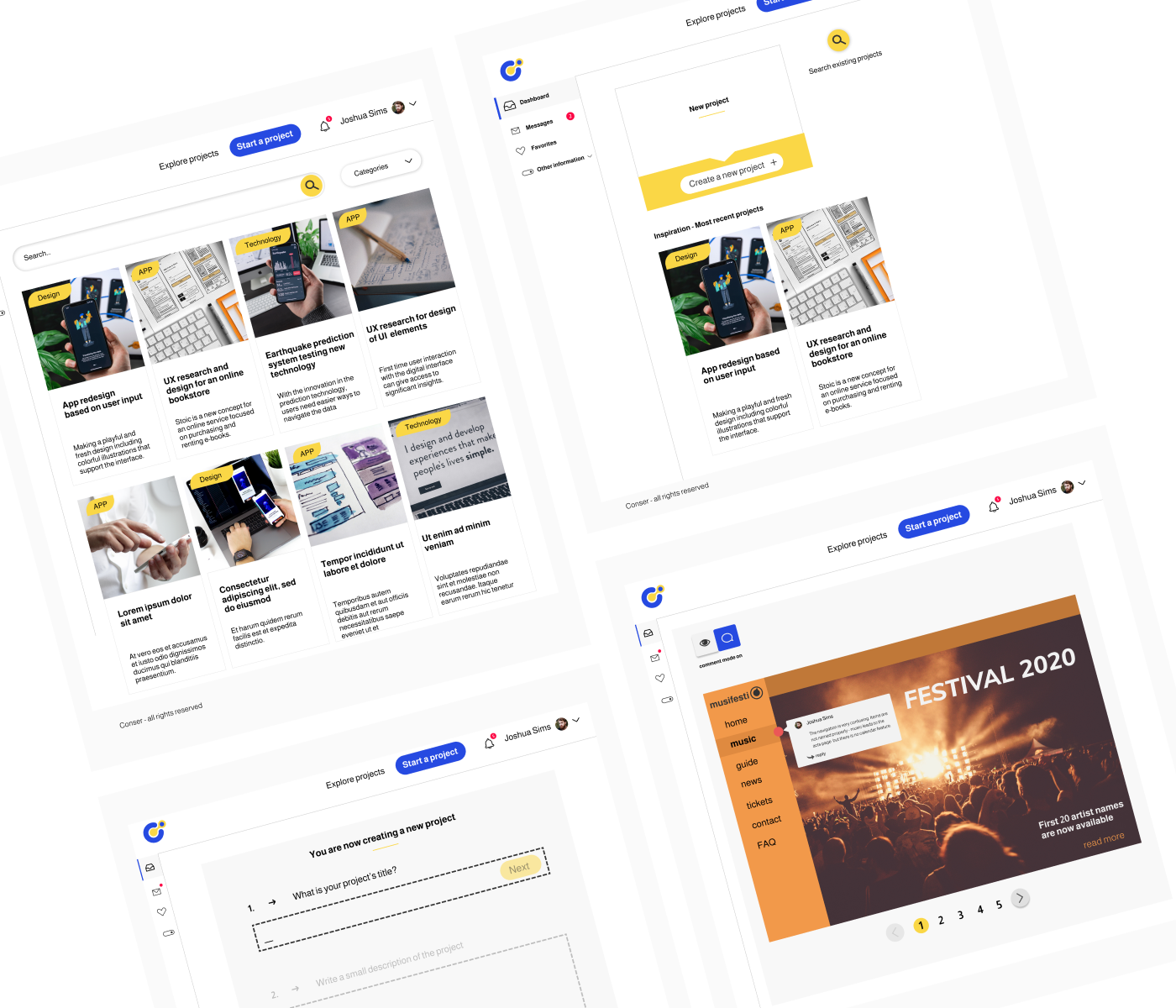 Mockups of the UI