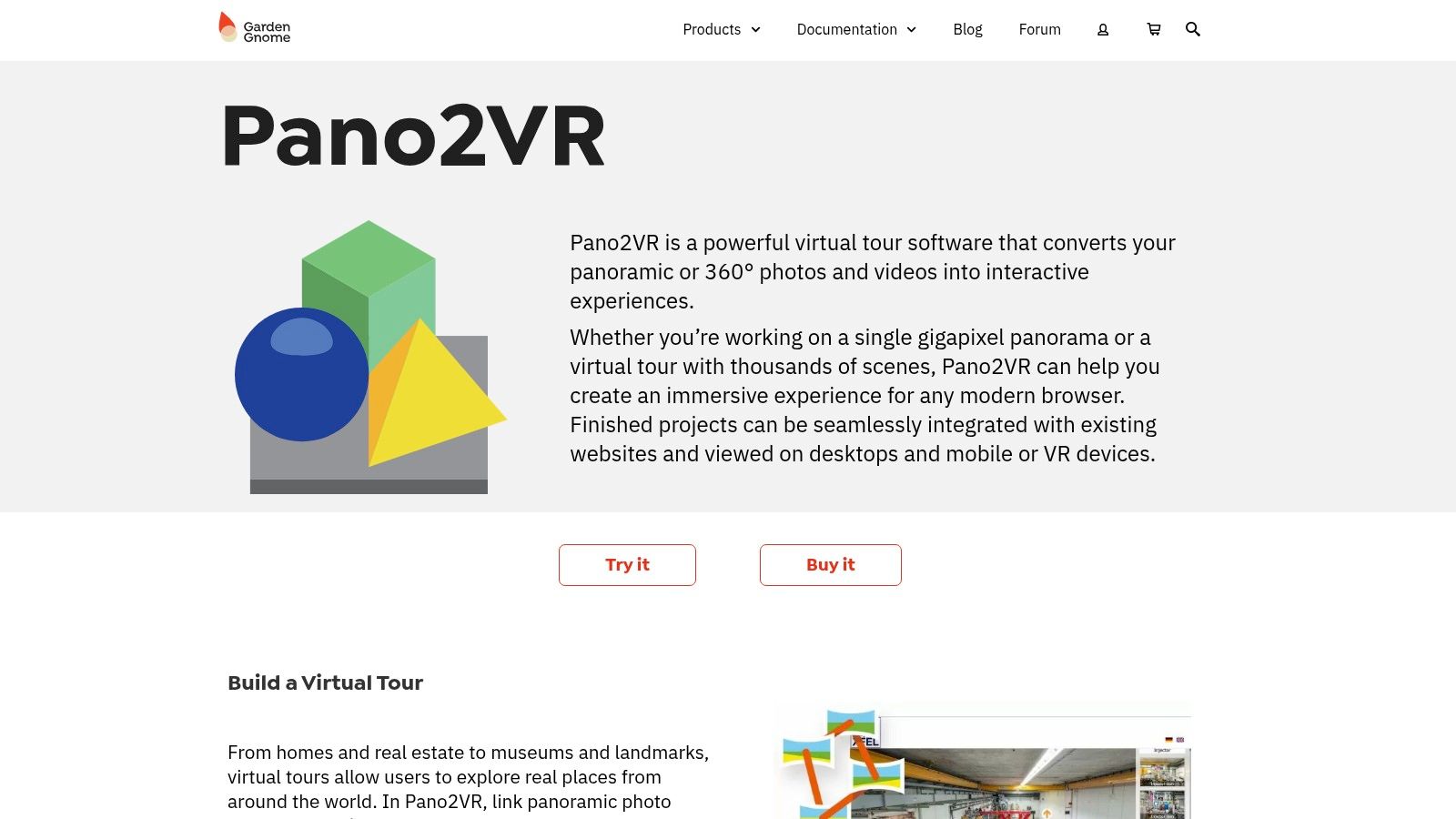 Pano2VR software interface showcasing its tour editing capabilities