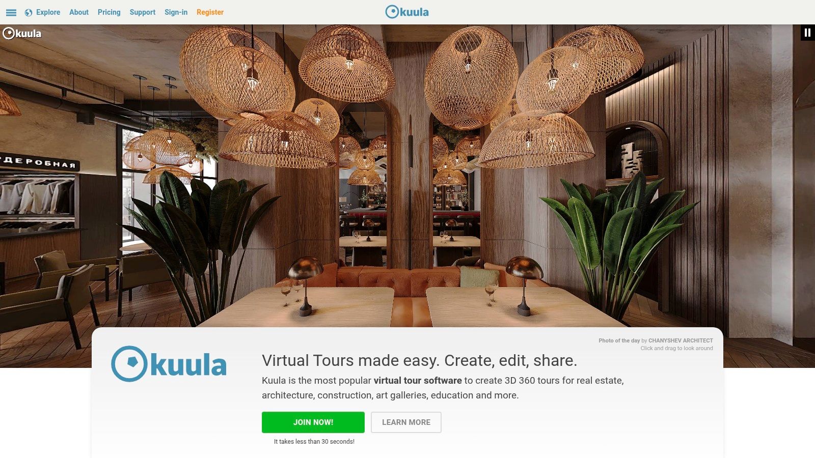 Kuula's platform showcasing an interactive virtual tour of a property