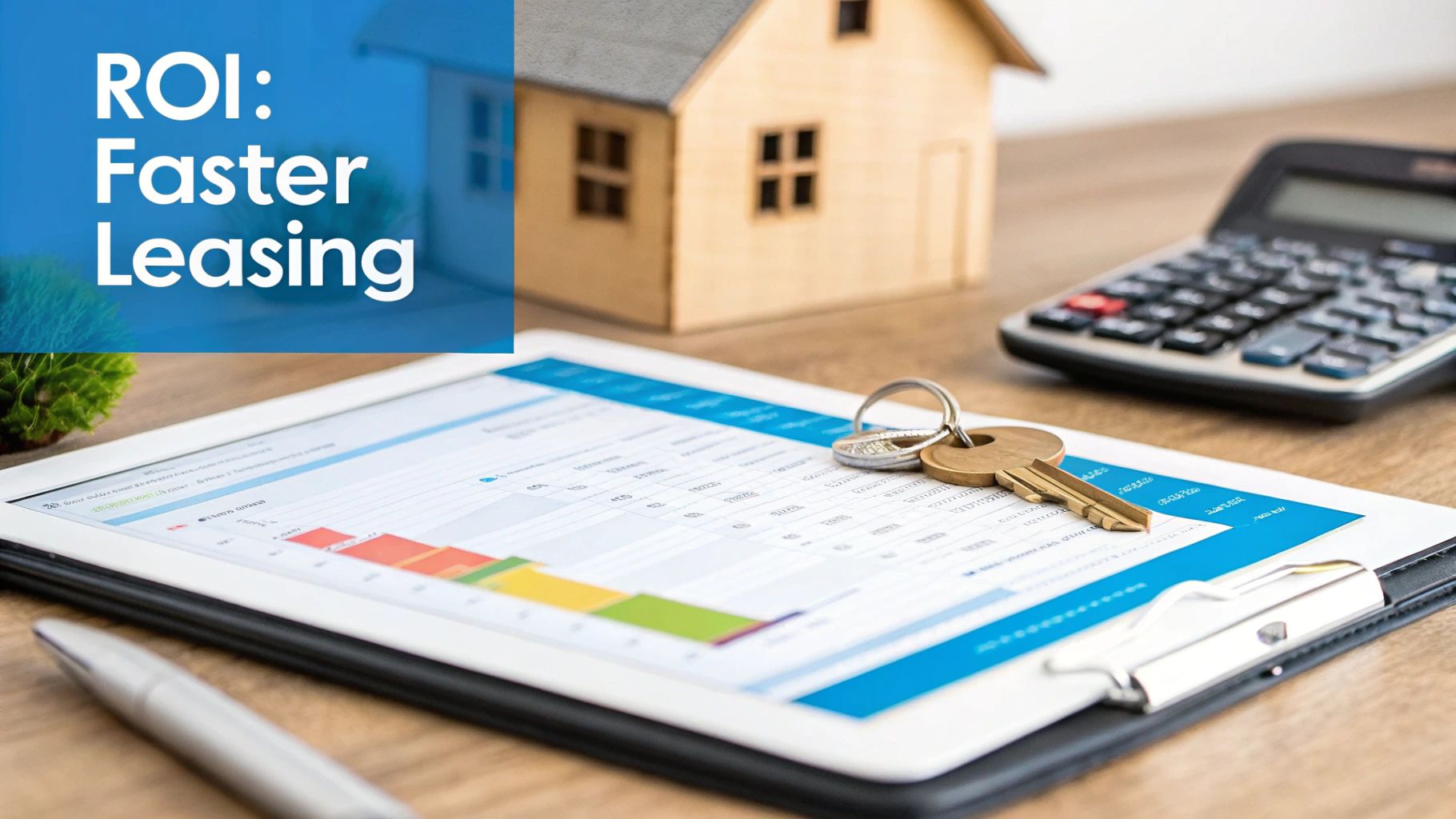 A magnifying glass over a calendar with dollar signs, symbolizing the financial impact of reducing vacancy days.