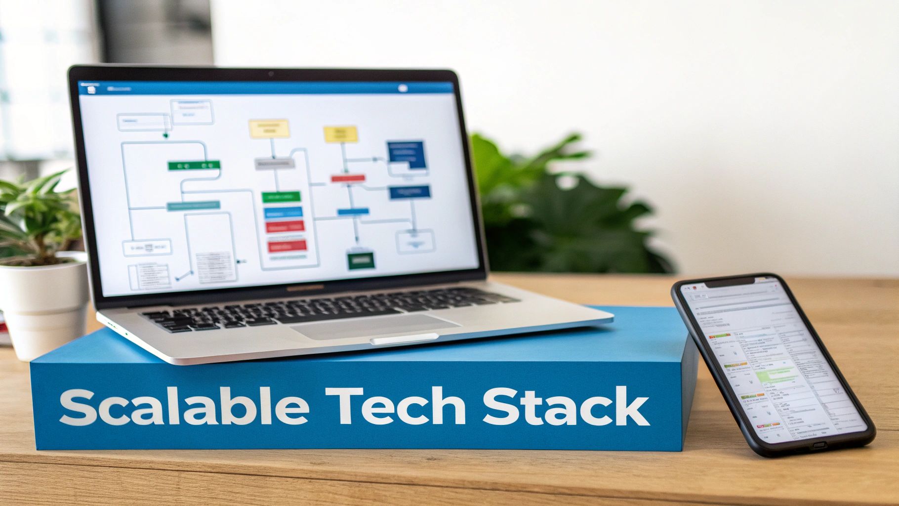 A diagram showing interconnected technology platforms like PMS, CRM, and leasing automation, representing a scalable PropTech stack for marketing property managers.
