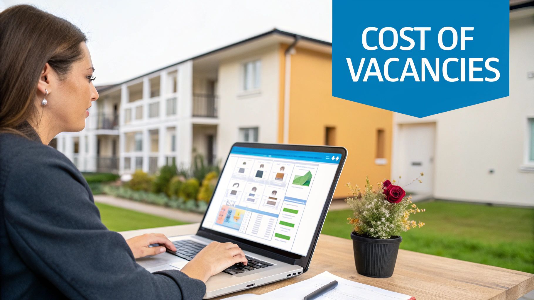 A modern electronic lock box hanging on the doorknob of a rental property.