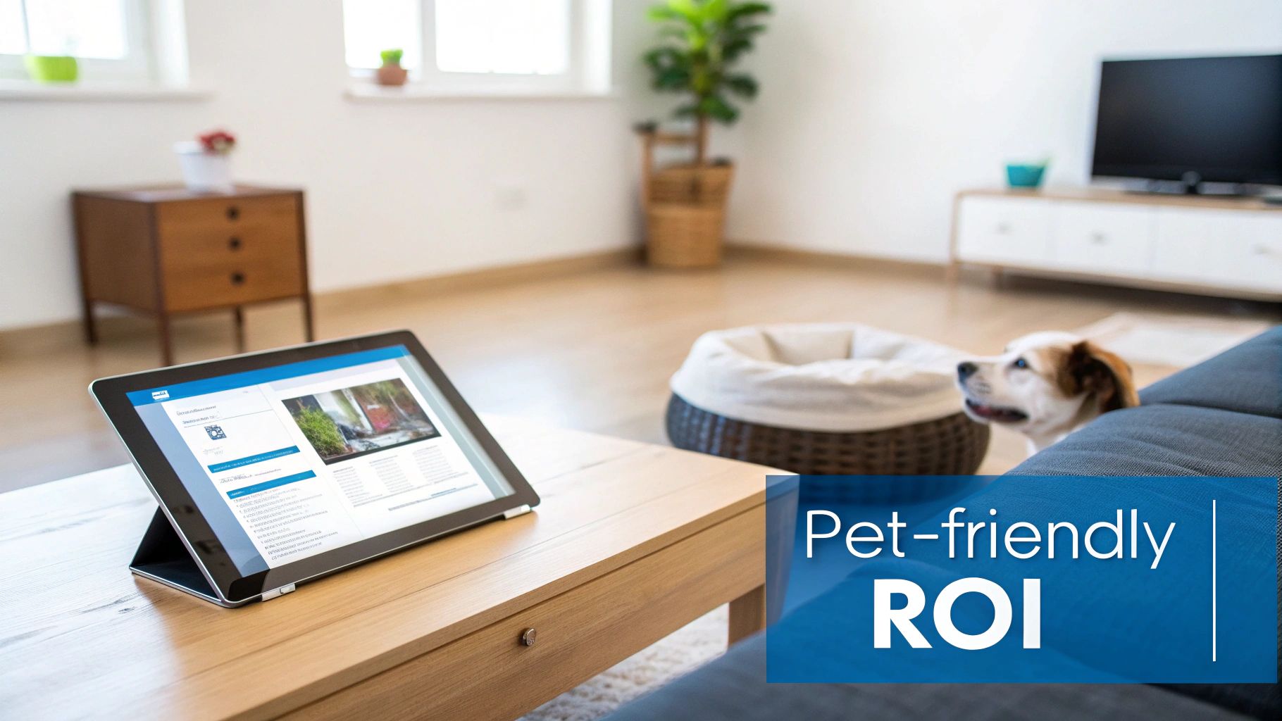 A happy dog and cat sitting together on a living room couch.