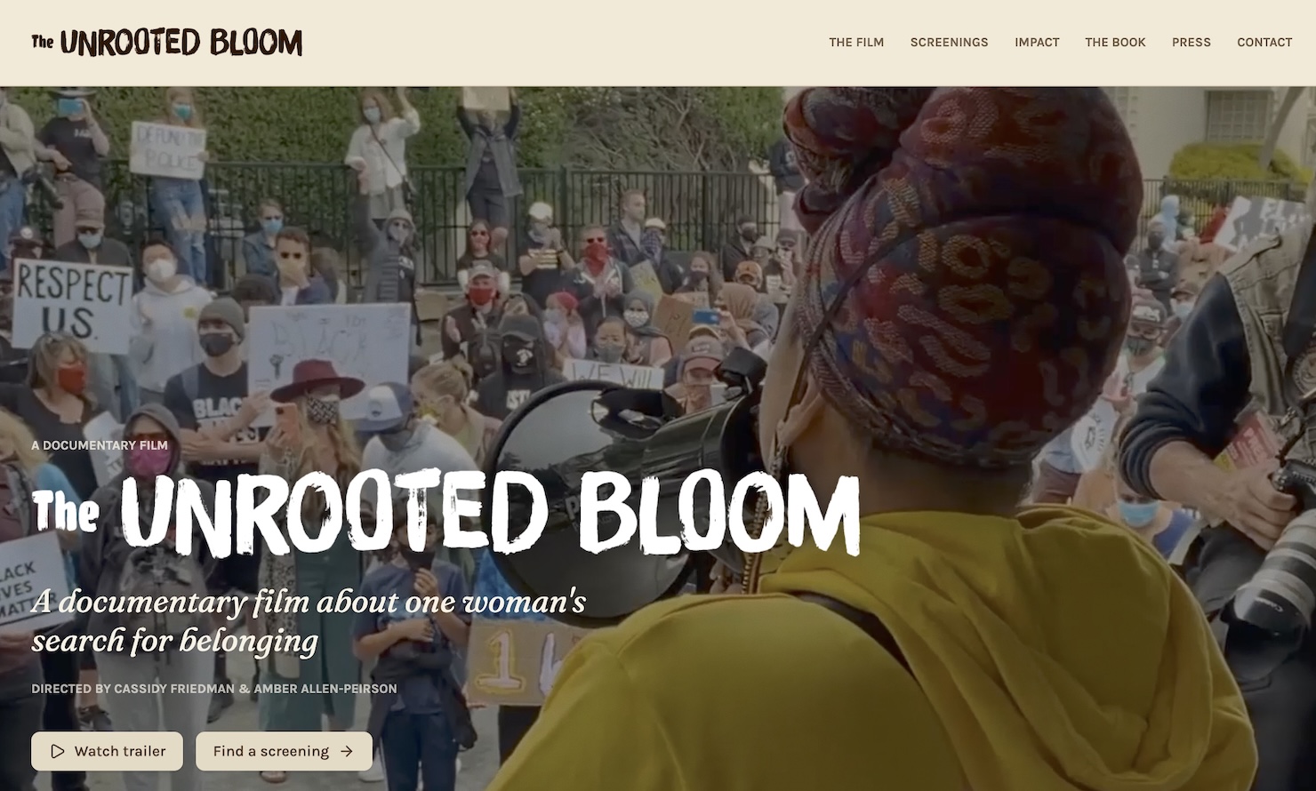 Website of The Unrooted Bloom, a feature-length documentary about a woman's lifelong search for belonging.