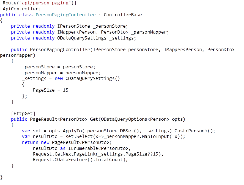 sample person paging controller