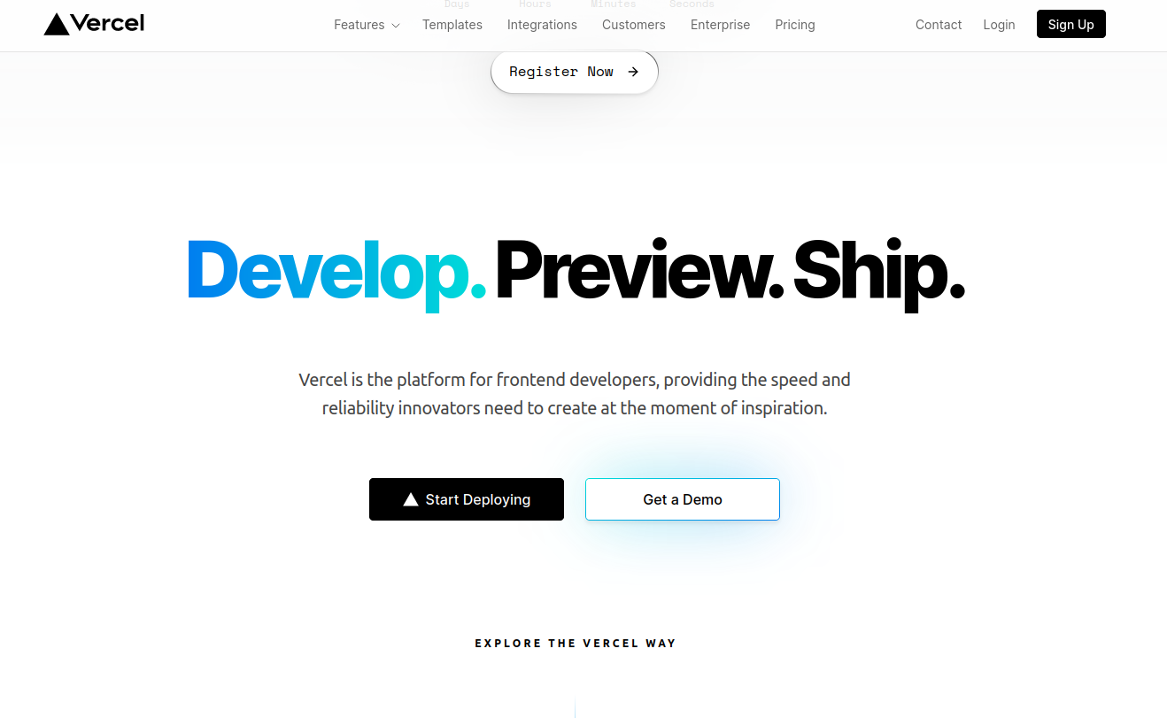 Vercel homepage