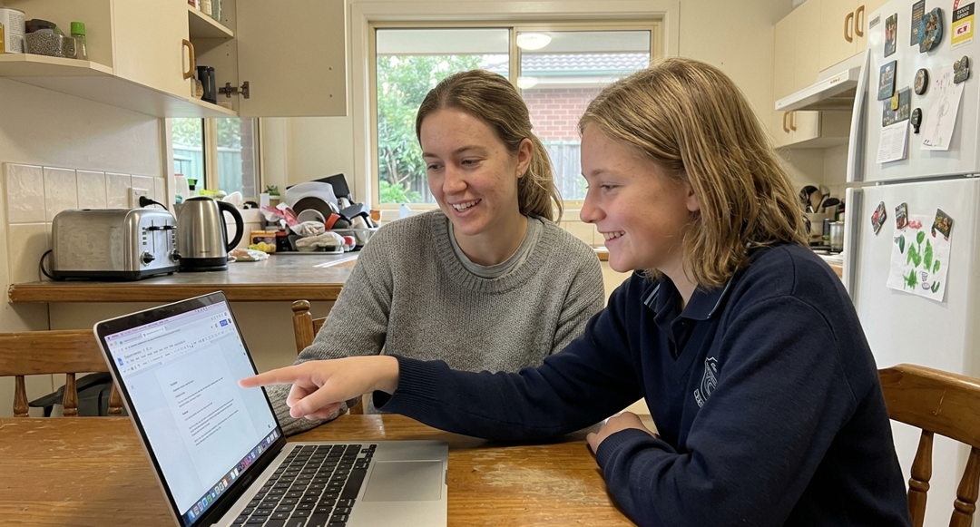 A friendly Tutero tutor helping a student during a one-on-one online lesson