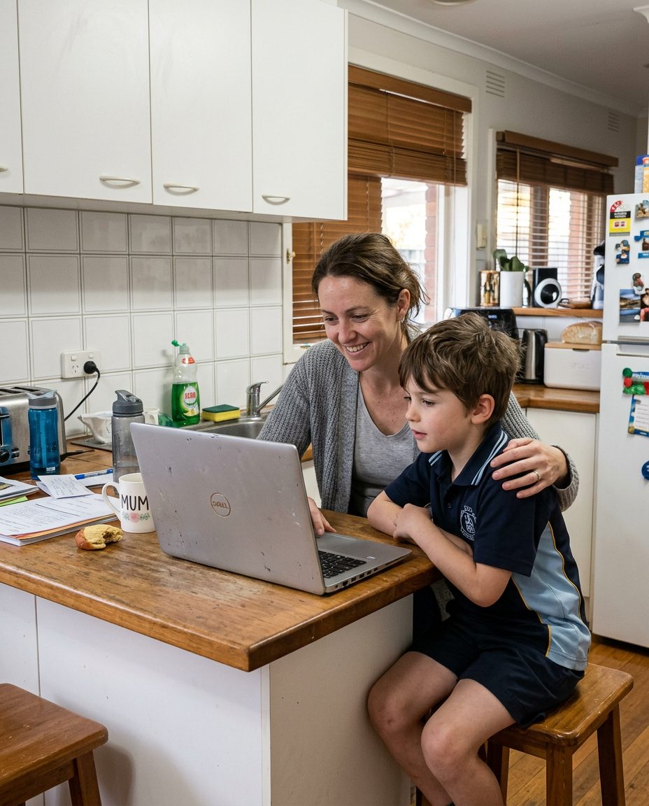 A parent and child learning together