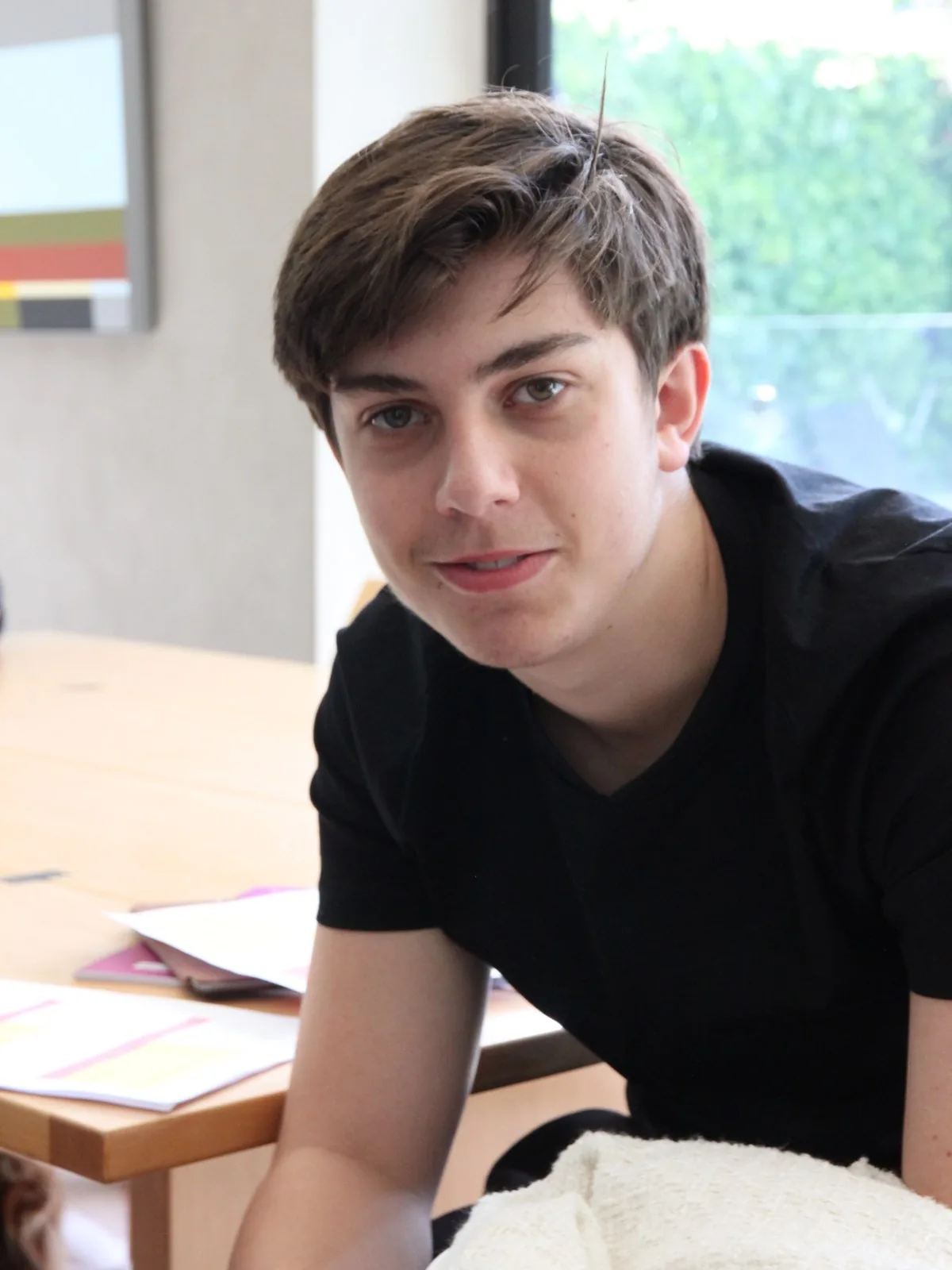 Older student at his desk before a skills check