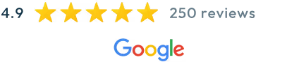 Rated 4.9 from 250 Google reviews