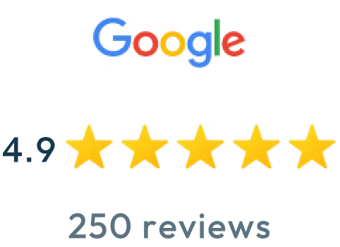 Rated 4.9 from 250 Google reviews
