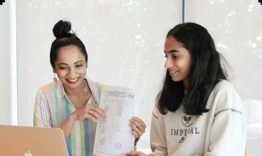 A Tutero tutor and student working through a maths worksheet