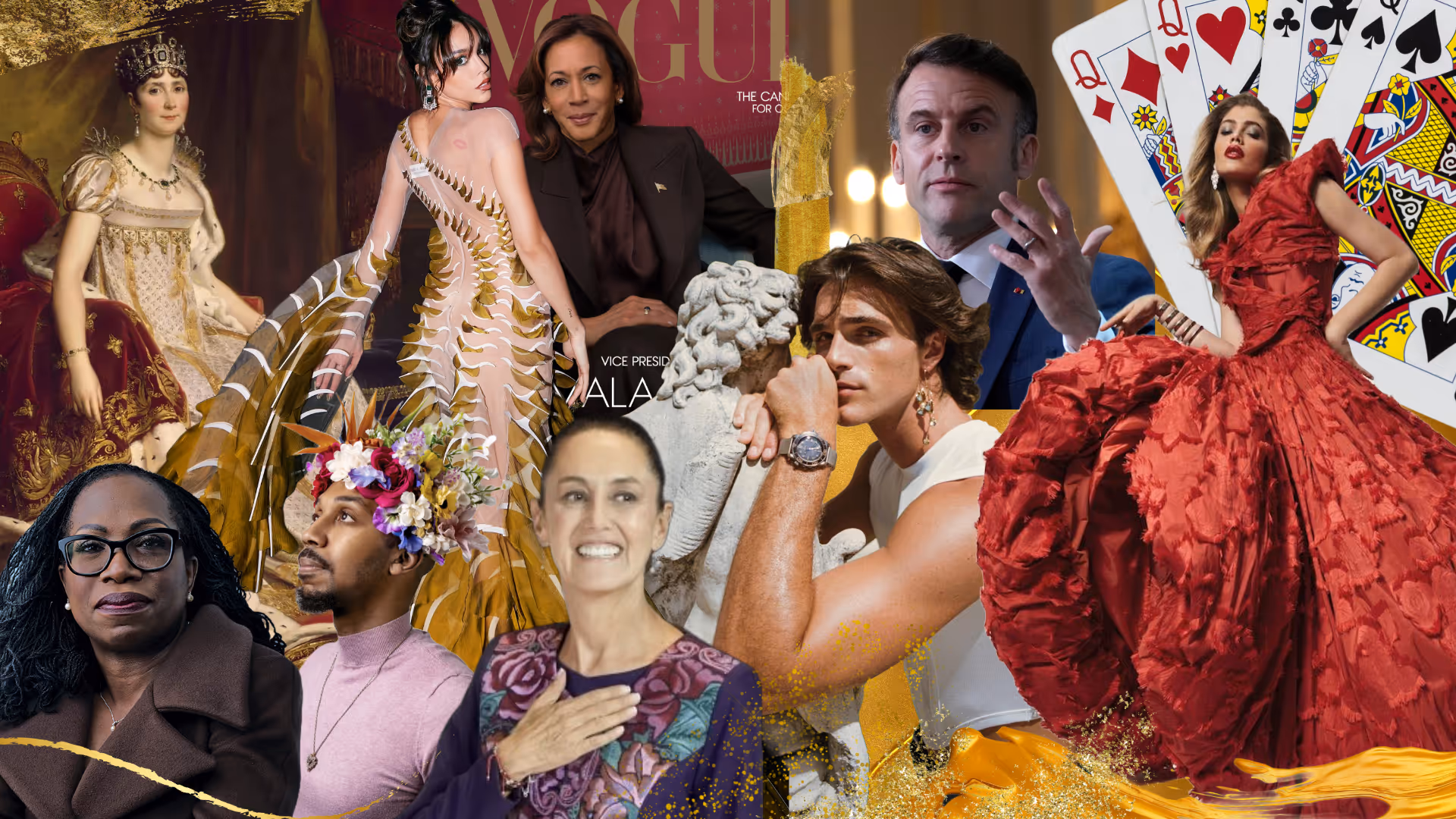 Composite images showing celebrities wearing vastly different fashion styles and trends