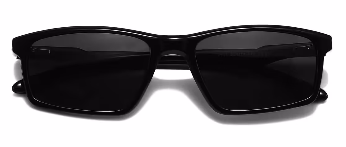 sleek black womens sunglasses in a thin Y2K inspired silhouette 