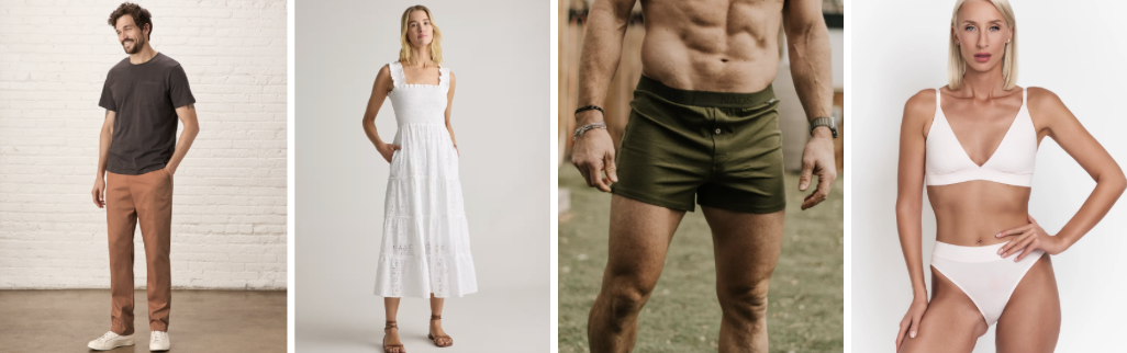 composite image showing organic cotton clothing