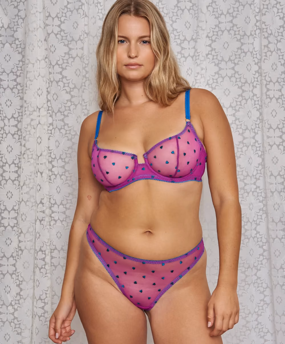 Dora Larsen Mabel Heart Embroidery Underwire Bra made from recycled tulle