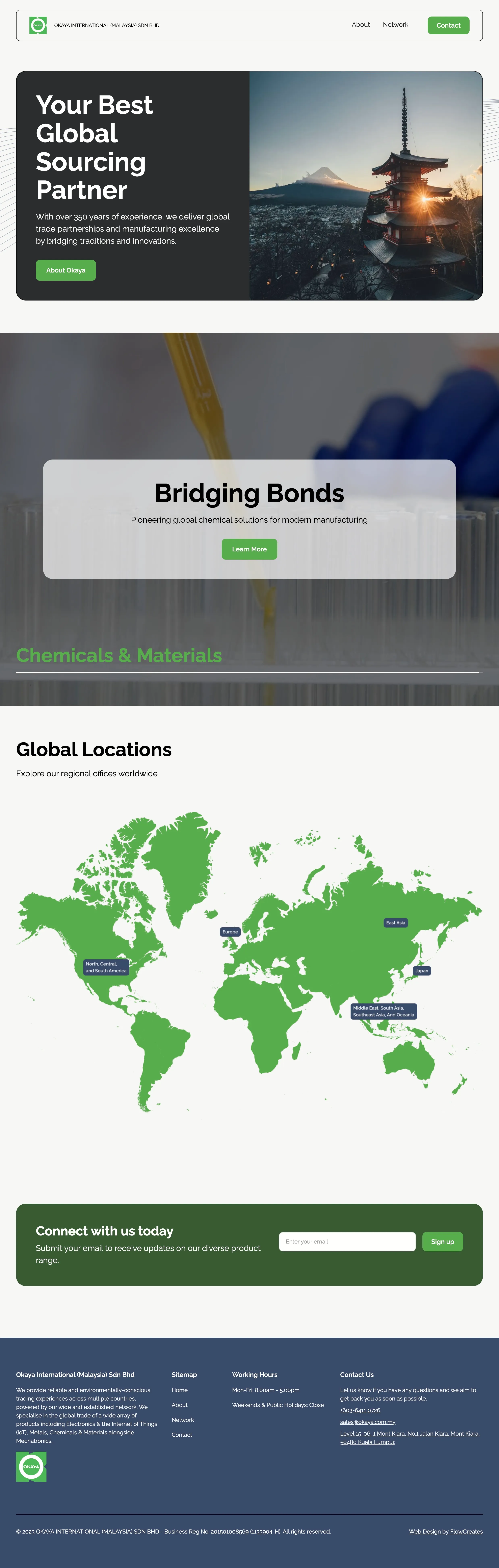 Okaya International (Malaysia) website home page, desktop