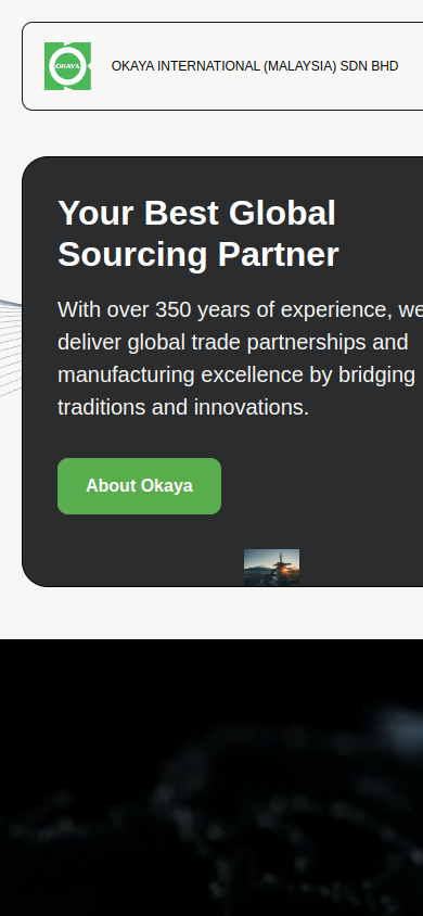 Okaya International website on a phone