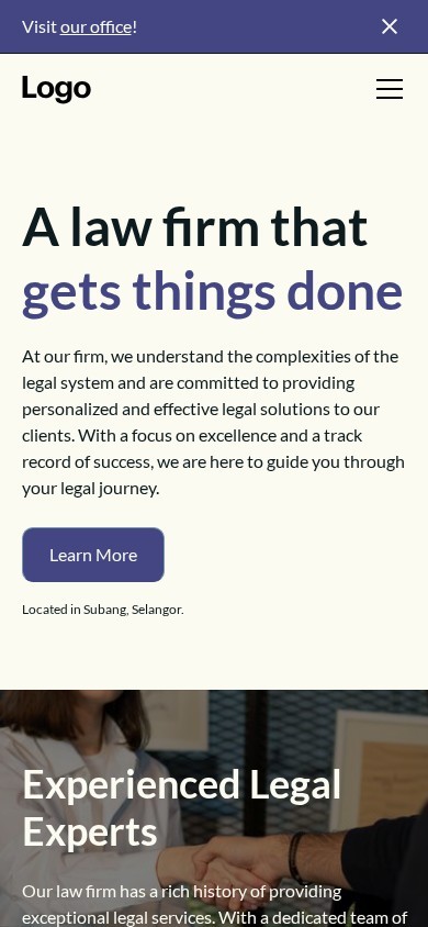 Law firm concept website on a phone