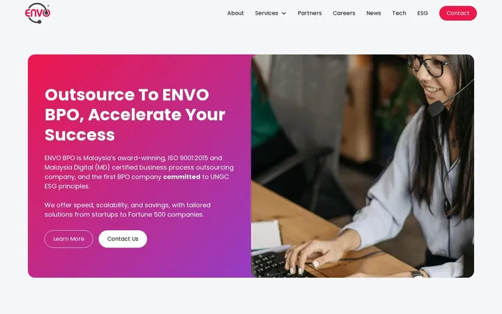 ENVO BPO website by FlowCreates