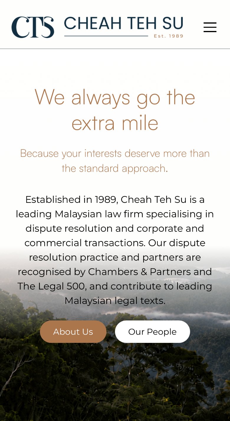 CTS Lawyers website on a phone