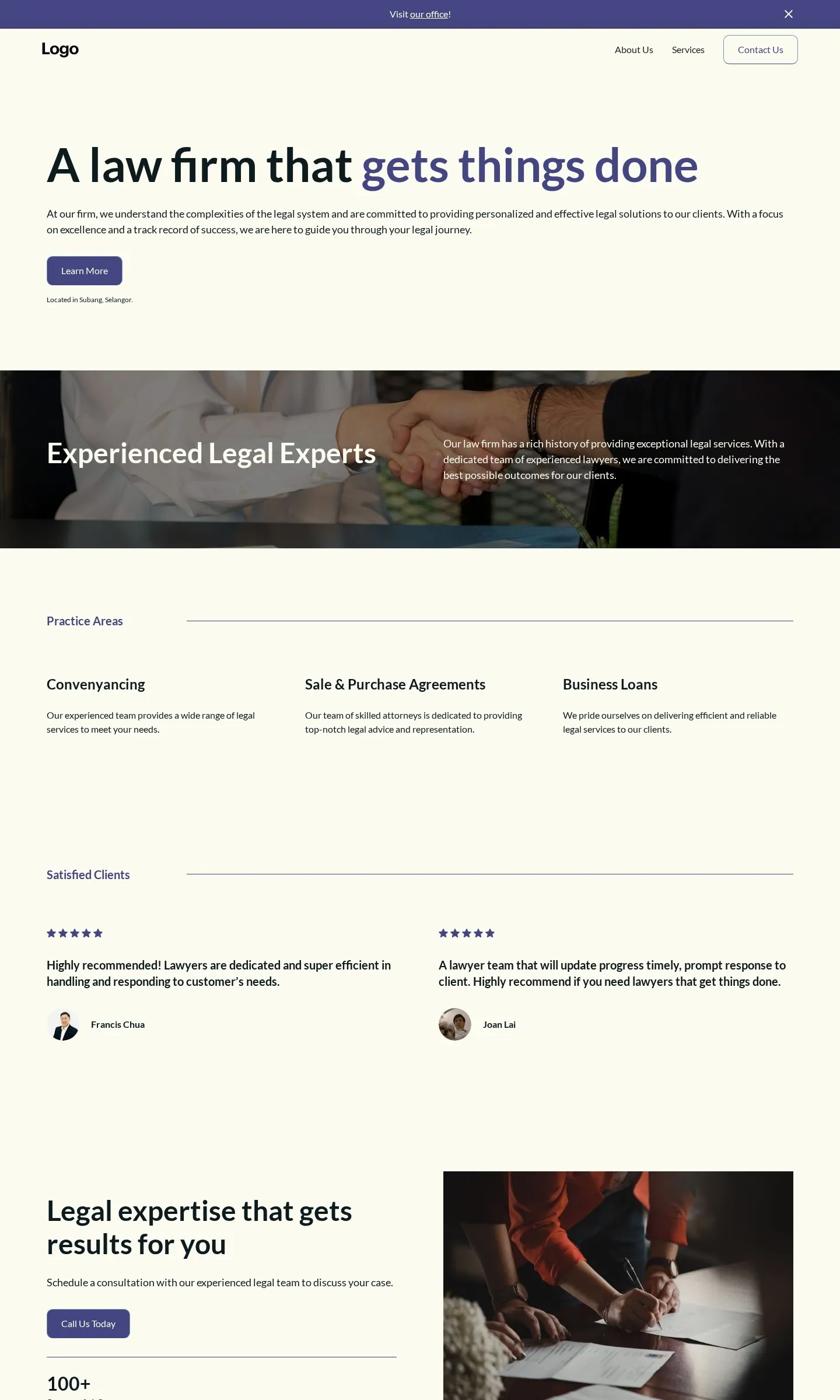 Law firm concept website by FlowCreates, desktop