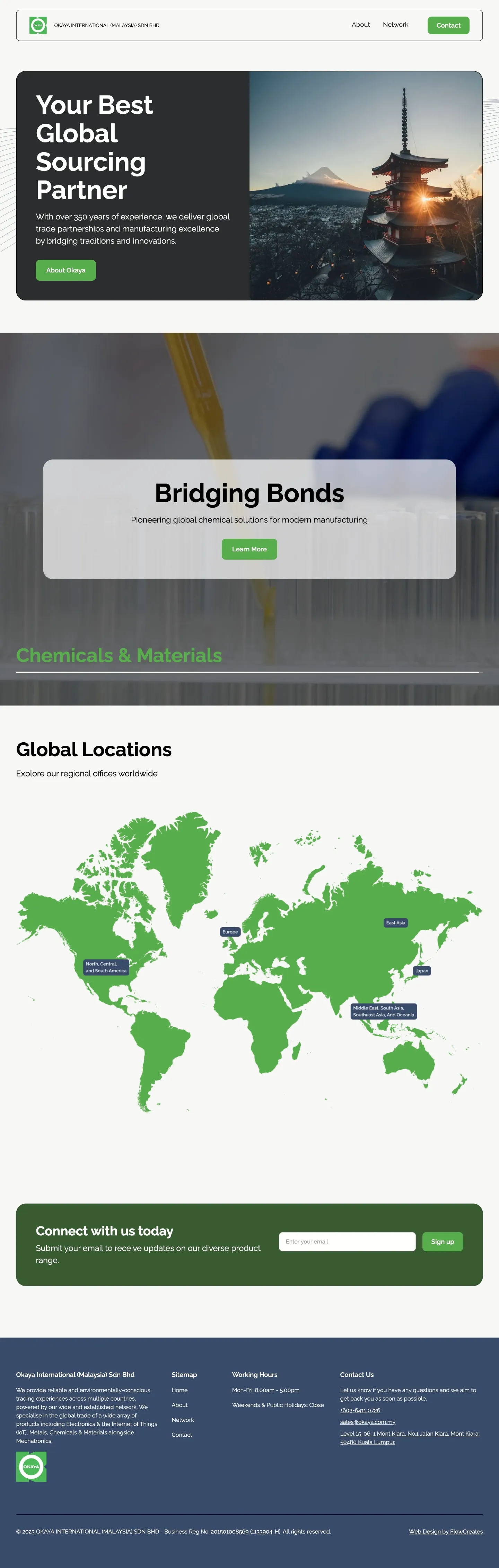 Okaya International (Malaysia) website home page, desktop