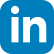 LinkedIn logo with white 'in' letters on a blue rounded square background.