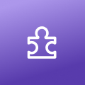 White puzzle piece icon on a purple gradient background.