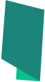 Teal geometric shape with a three-dimensional appearance and angular edges on a white background.