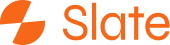 Slate company logo with an orange icon and text on a white background.