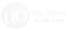 Mu Sigma logo with the tagline DO THE MATH in white on a dark background.