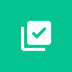 White checkmark inside a square on a teal square background.