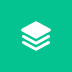 White three-layer stack icon on a teal square background.