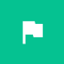 White flag icon on green square background.