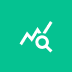 White line chart with an upward trend and magnifying glass icon on teal background.