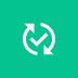 White circular arrows forming a sync or refresh icon on a green background.