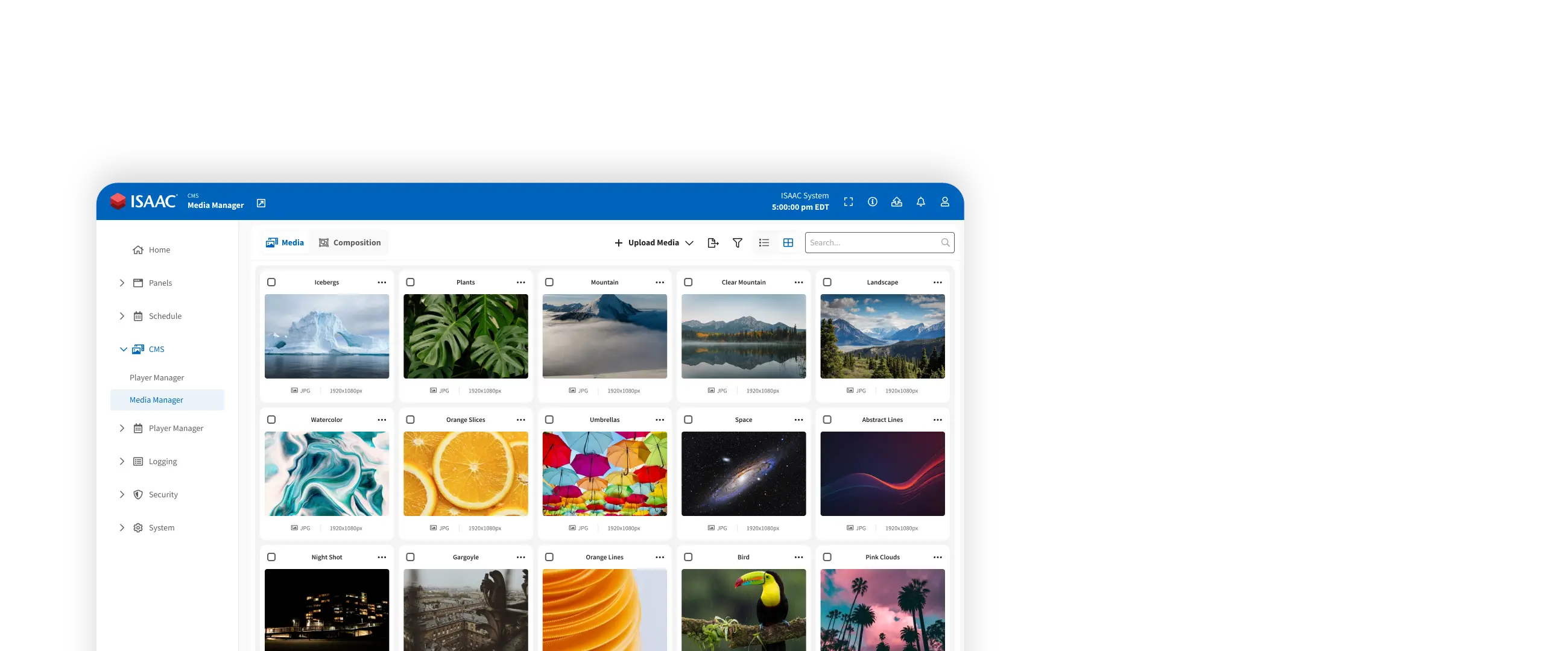 Mockup of ISAAC Workspace CMS