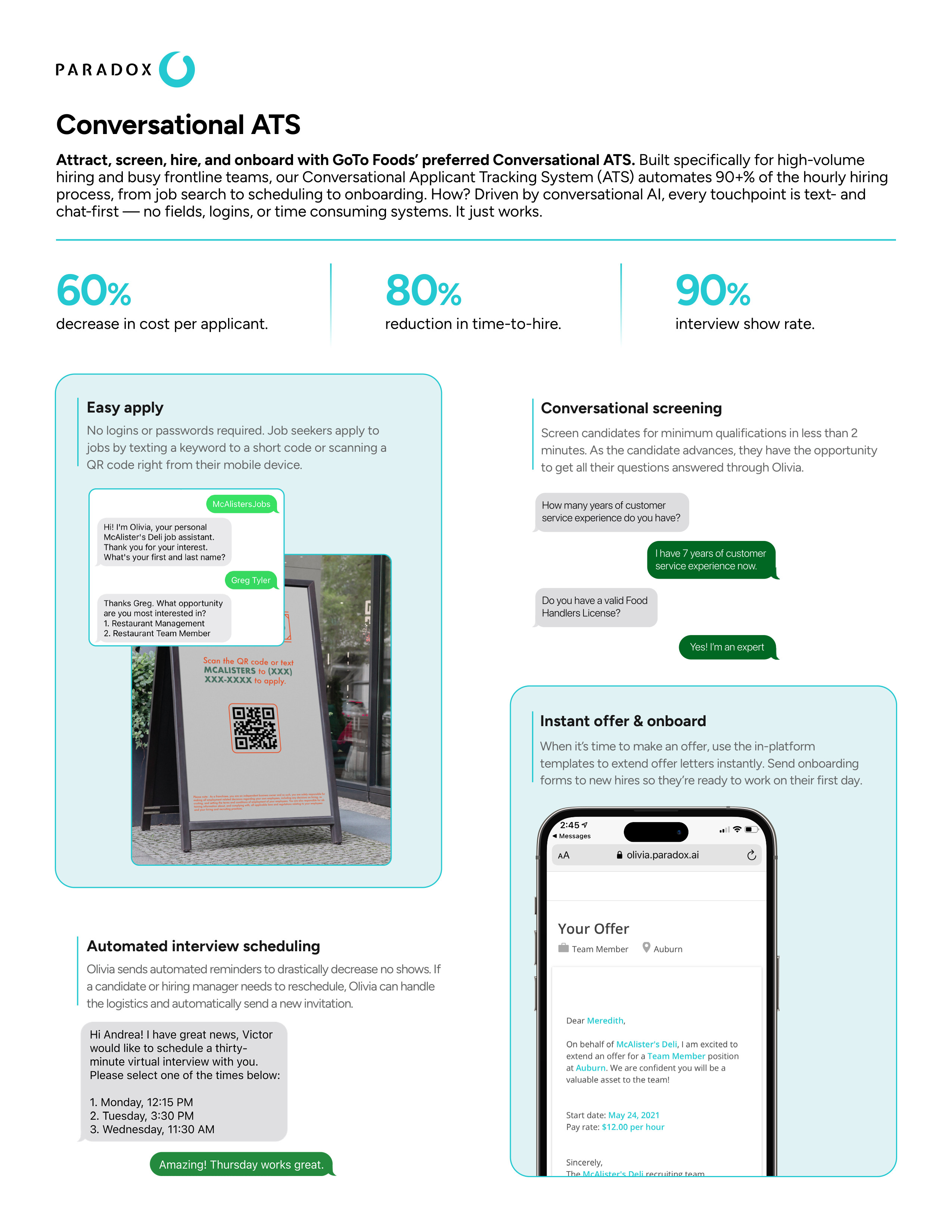 Schedule an interview, suggest other jobs, or disposition with ease.