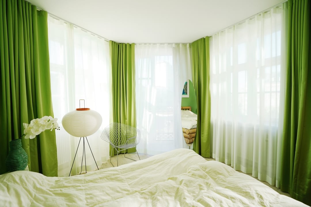 Green curtains from Arne Aksel in Marie Jedig's Apartment