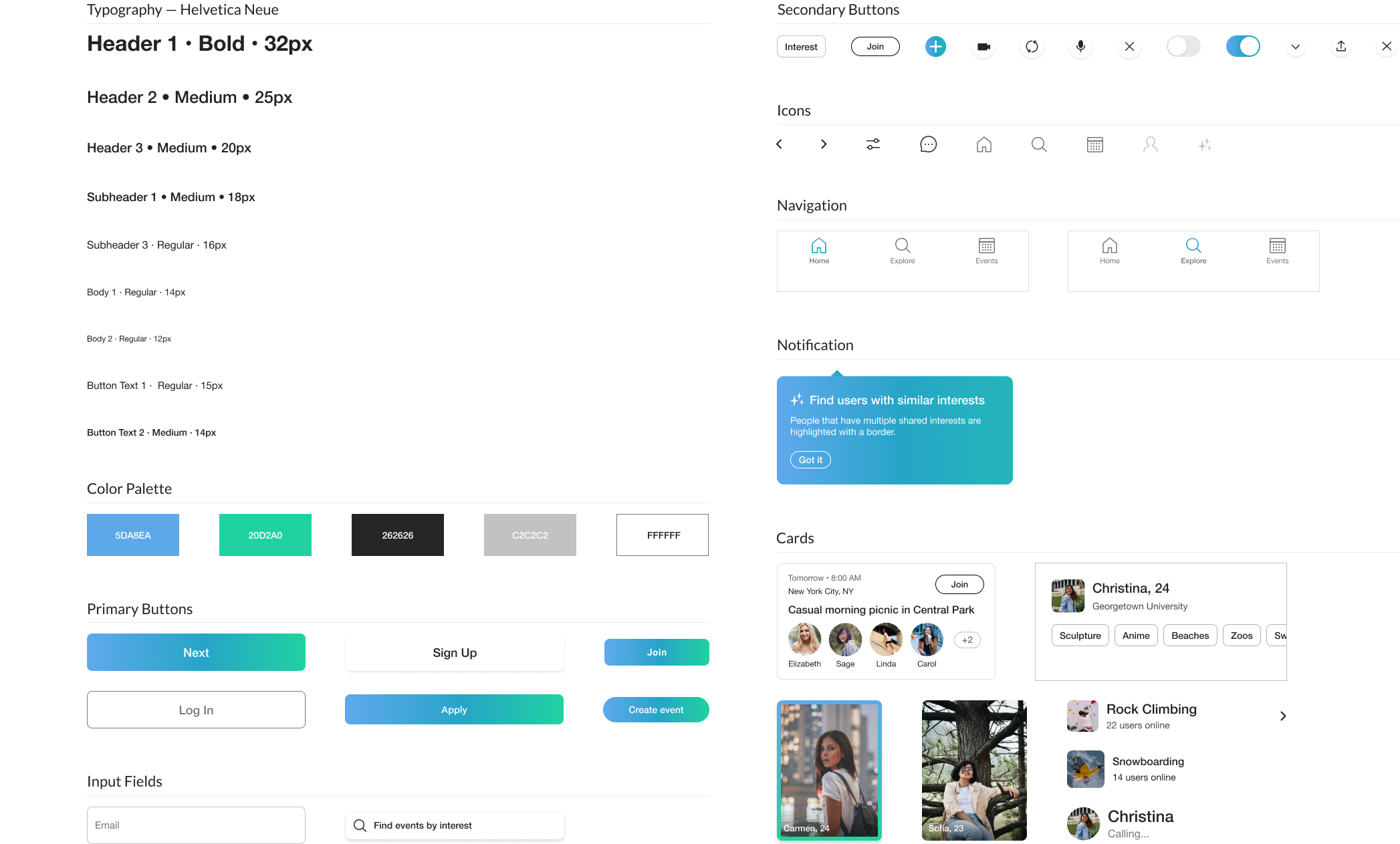 An image of the UI kit created for Init.