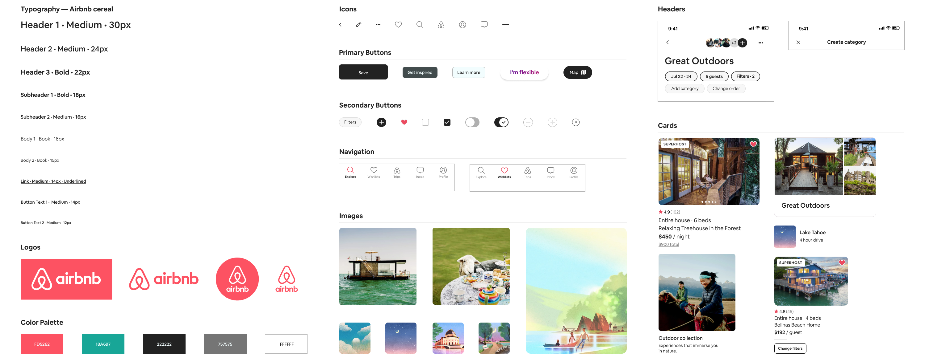 An image of the UI kit created for the project.