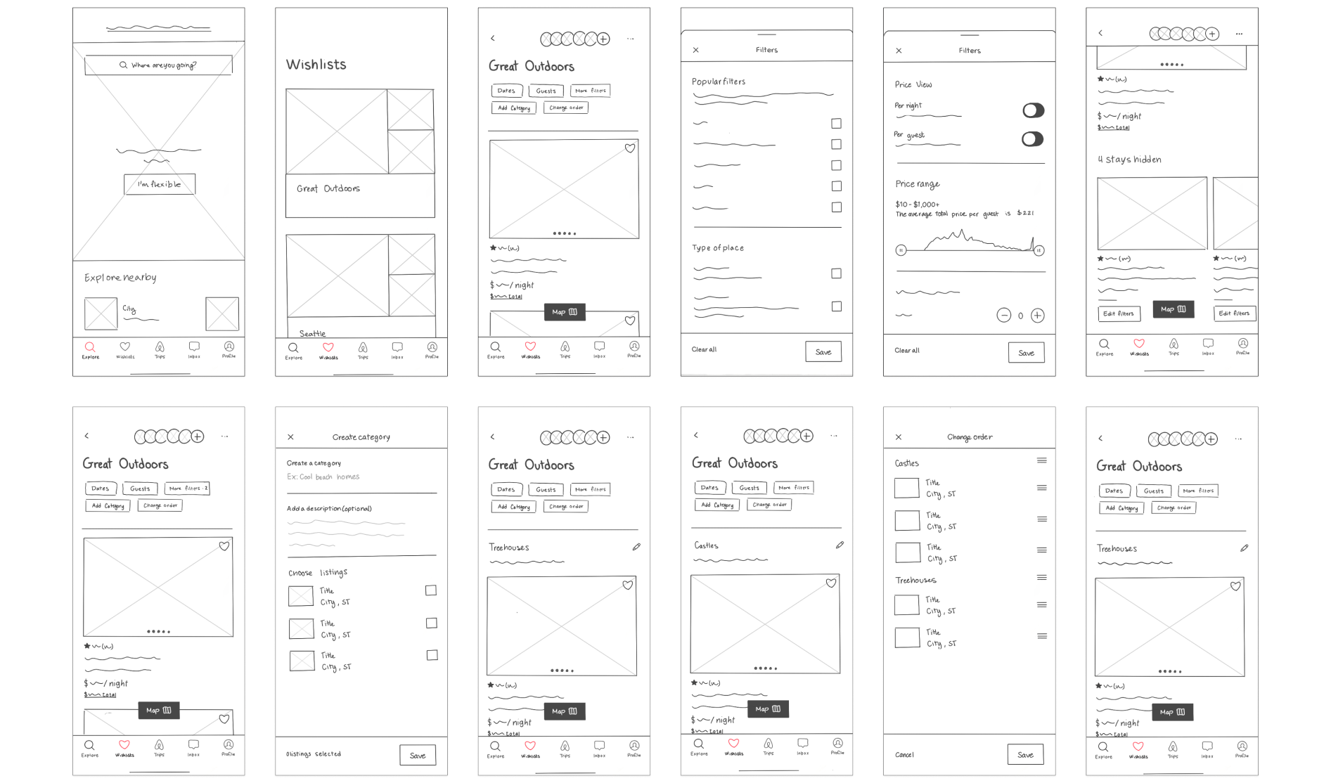 An image of our sketches for Airbnb's new feature.