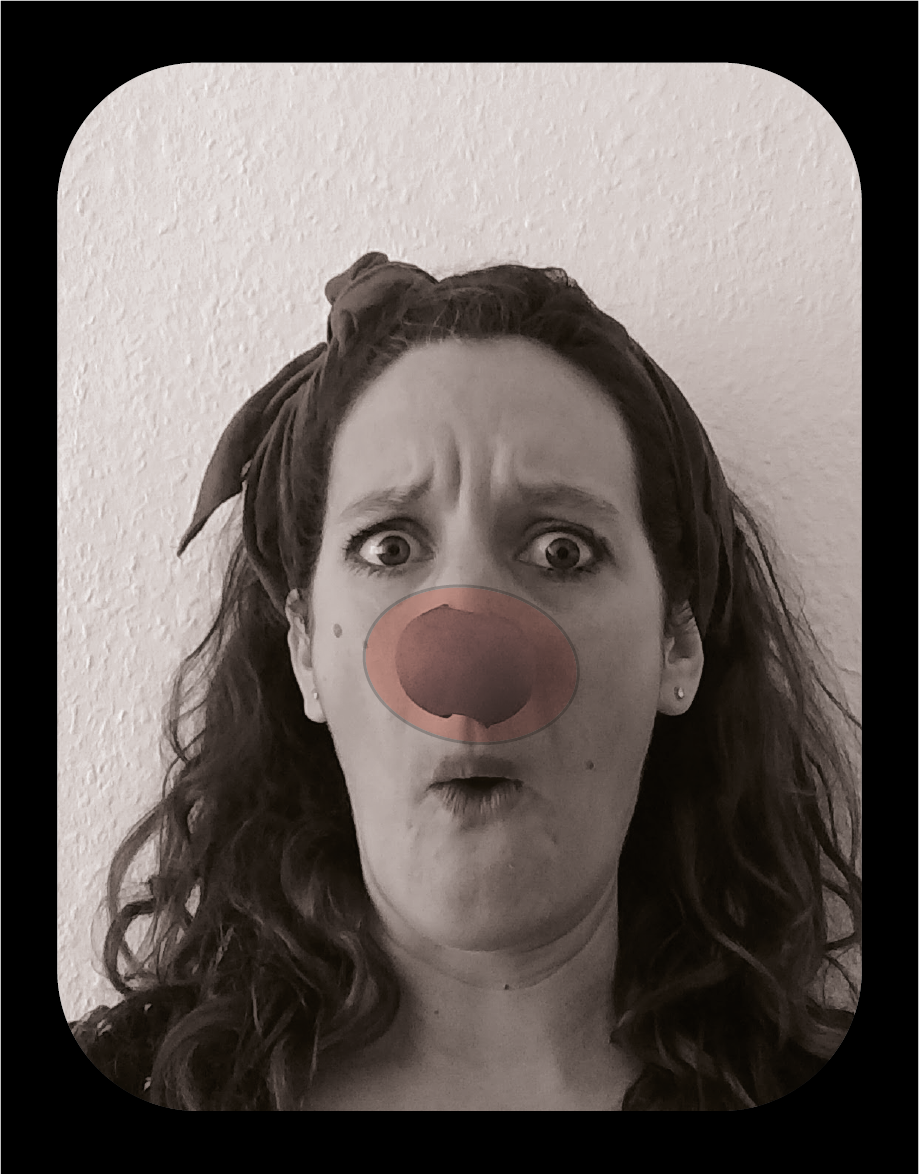 picture 4 of Tina emphasis on clown nose with a red oval